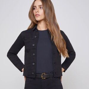 L'agence Janelle Denim Jacket, Size Large, Saturated Black